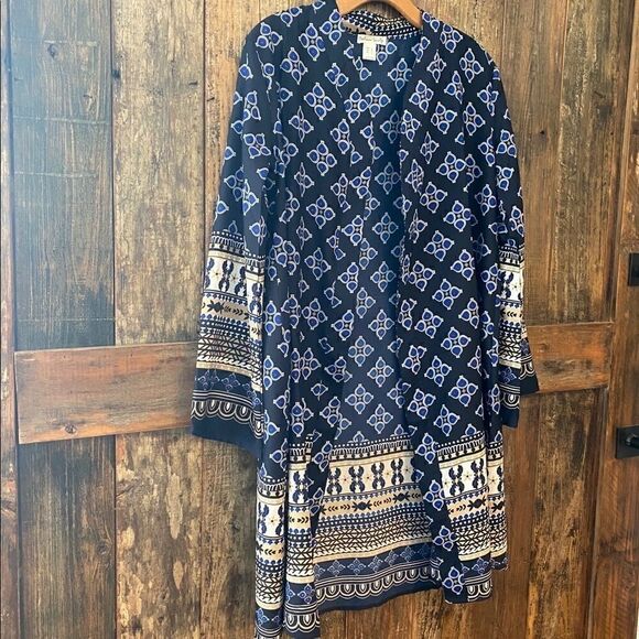 Streetwear Society Sz S Blue Bali Bohemian Open Flowy Concert Event Duster - Picture 6 of 12